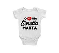Puzzletee Body Neonato Personalizzabile - Io Amo Mia Sorella [ PERSONALIZZA NOME ] - Sorellina - Fratellino - Neonato - Body Neonato - Idea Regalo
