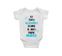 Puzzletee Body Neonato Personalizzabile - Io Tifo Azzurro come il mio Papà [ Personalizza Nome ] - Napoletano - Squadra Calcio - Festa del Papà - Body Neonato - Papà Idea RegaloPapà