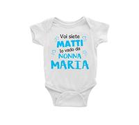 Puzzletee Body Neonato Personalizzabile - Voi Siete Matti Io Vado dalla Nonna [ PERSONALIZZA NOME ] - Nonna - Bimbo - Maschietto - Festa Nonni - Body Neonato - Idea Regalo