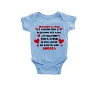 Puzzletee - Body Neonato Personalizzato Unisex - Cotone Ultra Morbido, Stampa Diretta su Tessuto - Personalizzabile con il Nome del Padrino e della Madrina