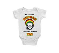Puzzletee Body Neonato Reggae - Io ascolto Reggae insieme allo Zio - Body da Neonato simpatico - Idea Regalo Body Neonato - Body Neonato Musica - Bambino Reggae - Idea Regalo - TAGLIA 18-24 MESI