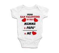 Puzzletee Body Neonato Simpatico Famiglia Cuore Idea Regalo per San Valentino Bimbi Neonati Trio con Frase Love Amore (Mamma + Papà = ME)