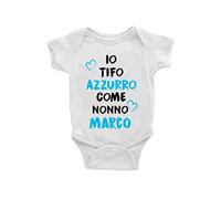 Puzzletee Body Neonato uso quotidiano Personalizzabile Io Tifo Azzurro come Nonno [ Personalizza Nome ] Napoletano Squadra Calcio Nonno Neonato Tifo Nonno Idea Regalo