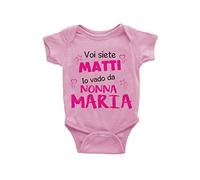 Puzzletee Body Neonato uso quotidiano Personalizzabile Voi Siete Matti Io Vado da Nonna [ PERSONALIZZA NOME ] Nonna Bimba Femminuccia Festa Nonni Body Neonato uso quotidiano Idea Regalo
