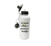 Puzzletee Borraccia Cocktail - Ci Vuole Calma e Prosecco Freddo - Borracce Cocktail Divertenti - Gadget Simpatici - Idee Regalo