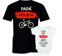 Puzzletee Coppia T-Shirt e Body Festa del Papà Maglietta Padre e Figlio Papà Ciclista Il mio papà è un ciclista molto più figo Idea Regalo Idea Regalo