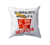 Puzzletee Cuscino Cocktail - Di Sbagliato Ho solo il Negroni - Cuscini da Divano - Gadget Simpatici - Idee Regalo Casa