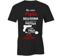 Puzzletee Maglietta Divertente Ho Una Figlia Bellissima ma Anche Un Alibi - Cotone Morbido e Traspirante - Stampa Diretta su Tessuto, Girocollo - Regalo Originale per la Festa del papà - L