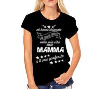 Puzzletee - Maglietta Festa della Mamma - T-Shirt Donna in Cotone con Stampa Resistente, Leggera e Traspirante - Mi Hanno Chiamato in Molti Modi nella mia Vita, ma Mamma è Il Mio Preferito (Nero XL)