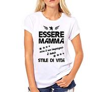 Puzzletee - Maglietta Festa della Mamma - T-Shirt Donna in Cotone con Stampa Resistente, Leggera e Traspirante - Essere Mamma Non è Un impegno è Uno Stile di Vita (Bianco XL)