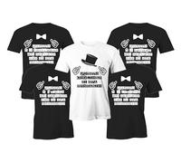 Puzzletee Pacchetto Magliette Addio Celibato Divertenti Papillon Cilindro T-Shirt Sposo Amico Collega Testimone Set Tshirt Festa Celibato