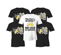 Puzzletee Pacchetto Tshirt Addio al Celibato - Sposo - tra Poco Mi Sposo - Ma Oggi Mi Sbronzo - Compagni di sbronza - Birra - Ubriachi - Set Magliette Celibato - Matrimonio Idea Regalo