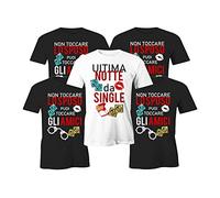 Puzzletee Pacchetto Tshirt Festa Celibato - Ultima Notte da Single - Sposo - Amici dello Sposo - Set Magliette -Sexi - Divertimento - Addio al Celibato T-Shirt - Idea Regalo