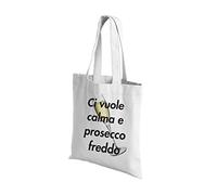 Puzzletee Personal Shopper Cocktail - Ci Vuole Calma e Prosecco Freddo - Shopping Bag Divertente - Gadget Donna - Idea Regalo Amica