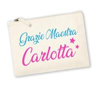 Puzzletee Pochette con Nome Personalizzato - Grazie Maestra - Scuola Elementare - Regalo Maestre