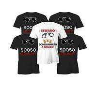 Puzzletee - Set Magliette Addio al Celibato Personalizzate Divertenti - 100% Cotone - Stampa Diretta su Tessuto Ultra Morbida - Condannato a Nozze, Sposo Security