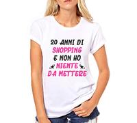 Puzzletee T-Shirt Divertente Donna 20 Anni di Shopping e Non Ho Niente da Mettere - Idea Regalo Donna