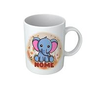 Puzzletee Tazza Bambino Elefantino - Nome Personalizzabile Elefanti - Animaletti - Tazze con Nome - Bambino - Idea Regalo