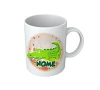 Puzzletee Tazza Coccodrillo - Nome Personalizzabile - Coccodrillo Simpatico - Animaletti - Tazze con Nome - Bambino - Idea Regalo