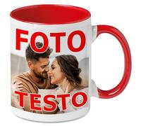 Puzzletee Tazza San Valentino Personalizzabile Con Foto e Testo - In Ceramica, 330ml con Interno e Manico Rossi - Stampa Sublimatica Resistente a Microonde e Lavastoviglie - Idea Regalo Romantica