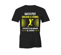 Puzzletee Tshirt Divertente Uomo Nato per Giocare a Tennis - Costretto ad Andare al Lavoro Sport - Idea Regalo