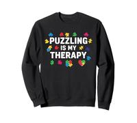 Puzzling Is My Therapy Frase Puzzle per Amanti dei Puzzle Felpa