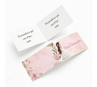 PV Grafik® 100 Bigliettini Bomboniera Prima Comunione Personalizzati, Facili da Piegare, Perfetti per Confetti, Bomboniere Comunione Bambina, Portaconfetti Comunione.(C15)