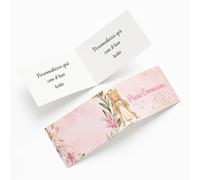 PV Grafik® 100 Bigliettini Prima Comunione Personalizzati, Facili da Piegare, Perfetti per Confetti, Bomboniere Comunione Bambina, Bimba, Portaconfetti Comunione.(C16)