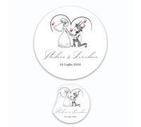 PV Grafik® 100 Tag Adesivi Matrimonio Personalizzati con nome e data, Etichette Adesive per Busta Personalizzati, Scegli la tua Misura e Personalizza. (Matrimonio 18)