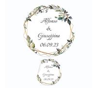 PV Grafik® 100 Tag Adesivi Matrimonio Personalizzati con nome e data, Etichette Adesive per Busta Personalizzati, Scegli la tua Misura e Personalizza (Matrimonio 01)