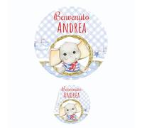 PV Grafik® 100 Tag Adesivi Personalizzati con nome e data, Etichette Adesive per Battesimo e Nascita personalizzati con nome e data Scegli la tua Misura e Personalizza (Modello 60)