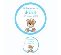 PV Grafik® 100 Tag Adesivi Personalizzati con nome e data, Etichette Adesive per Battesimo e Nascita personalizzati con nome e data Scegli la tua Misura e Personalizza (Modello 08)