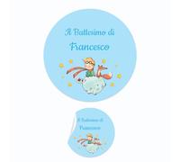 PV Grafik® 100 Tag Adesivi Personalizzati con nome e data, Etichette Adesive per Battesimo e Nascita personalizzati con nome e data Scegli la tua Misura e Personalizza (Principe 06)
