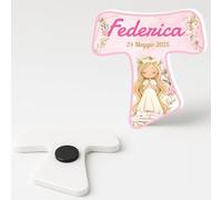 PV Grafik® 20 PZ Calamita Bomboniera Prima Comunione Personalizzata, Calamite Prima Comunione Bimba, Bambina, Bomboniere Confetatta Prima Comunione (C16)