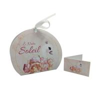 PV Grafik® 24+24 Scatoline Portaconfetti Battesimo Nascita Bimba - Bomboniere Personalizzate con Bigliettini e Nastrino - Tema Cigno Rosa (Tunna61)
