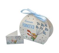PV Grafik® 24+24 Scatoline Portaconfetti Il Piccolo Principe - Bomboniere Personalizzate Battesimo Nascita Bimbo con Bigliettini e Nastrino - Tema Stelle e Volo (TunnaPP3)