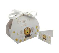 PV Grafik® 24PZ Bomboniere Nascita Leone, Scatoline Portaconfetti Bimbo Bimba, Scatola Confetti Baby Shower Battesimo Compleanno, Set con Bigliettino e Nastrino (43B)