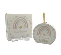 PV Grafik 2pz Diffusore Bomboniera Battesimo Maschio Personalizzato | Set con Scatola e Bigliettino Coordinato | Tema Arcobaleno Boho - Nome, Data, Dedica - Made in Italy (46B)