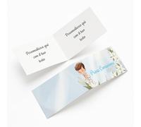 PV Grafik® Bigliettini Prima Comunione Personalizzati, Facili da Piegare, Perfetti per Confetti, Bomboniere Comunione Bambina, Bomboniere Comunione Bambino, Portaconfetti Comunione.(C18)