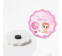 PV Grafik® Bomboniere Battesimo Calamita Personalizzata Bimbo/Bimba - Magneti Ricordo Nascita e Battesimo - a partire da 24 pz Bomboniera Personalizzata Baby Shower(Bimba 30)