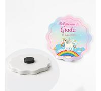 PV Grafik® Bomboniere Battesimo Calamita Personalizzata Bimbo/Bimba - Magneti Ricordo Nascita e Battesimo - a partire da 24 pz Bomboniera Personalizzata Baby Shower - Calamita Nascita (Unicorno 39)