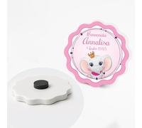 PV Grafik® Bomboniere Battesimo Calamita Personalizzata Bimbo/Bimba - Magneti Ricordo Nascita e Battesimo - a partire da 24 pz Bomboniera Personalizzata Baby Shower - Calamita Nascita (Elefantino 57)