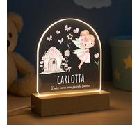 PV Grafik® Lampada Fatina Personalizzata Regalo Natale Bambina, Cameretta Bimba, Luce Notturna Personalizzata, Regalo Battesimo, Regalo Madrina Personalizzato, Lampada con Nome Personalizzato.(S5)