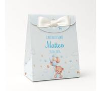 PV Grafik® Set da 16 Scatoline Portaconfetti Battesimo e Nascita Bimbo e Bambina | Bomboniera Personalizzata Porta Confetti | Bomboniere per Confettata Bambino e Bimba | Nastrino incluso (Nica 14)