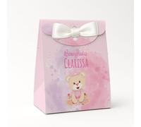 PV Grafik® Set da 16 Scatoline Portaconfetti Battesimo e Nascita Bimbo e Bambina | Bomboniera Personalizzata Porta Confetti | Bomboniere per Confettata Bambino e Bimba | Nastrino incluso (Nica 01A)