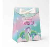 PV Grafik® Set da 16 Scatoline Portaconfetti Battesimo e Nascita Bimbo e Bambina | Bomboniera Personalizzata Porta Confetti | Bomboniere per Confettata Bambino e Bimba | Nastrino incluso (Nica01U)