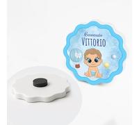 PV Grafik Set da 24 Calamite Bomboniera Personalizzate Nascita e Battesimo, Bomboniera Battesimo Maschio e Bambina, Idea Nascita Bimbo e Bimba(Bimbo 31)