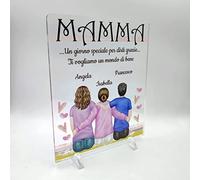 PV Grafik® Targa festa della Mamma idea regalo con nomi,Targa personalizzata Mamma, Idea regalo Mamma, regalo compleanno Mamma e regalo Natale Mamma, Regalo Figlio Figlia Mamma.(TR03)