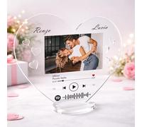 PV Grafik Targa Spotify Personalizzata a Cuore con Foto - Nome e Brano con Codice Spotify Scansionabile - Idea Regalo San Valentino con Scatola Regalo (Trasparente)