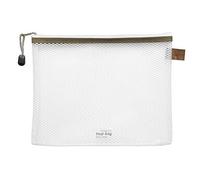 PVC-Free Zip Bag A5 Transparent/Taupe, White Zip